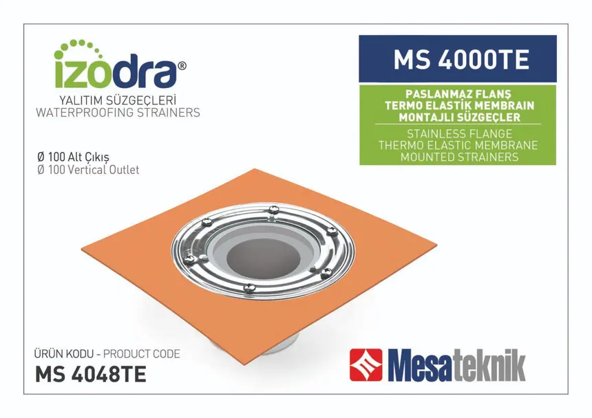 MS 4000TE Termo Elastik Örtü Paslanmaz Flanş Montajlı Süzgeçler