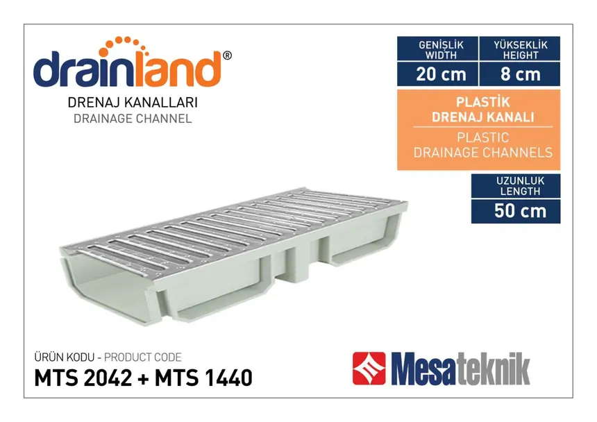 MTS 2042 Genişlik 20 cm Derinlik 8 cm Uzunluk 50 cm