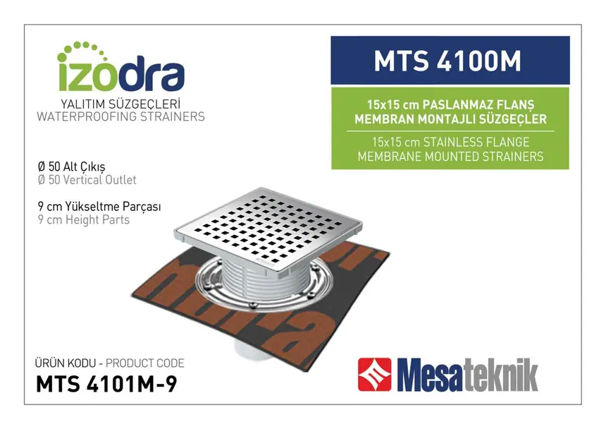 MTS 4100M Paslanmaz Flanş Membran Montajlı Süzgec Sistemleri 15 cm