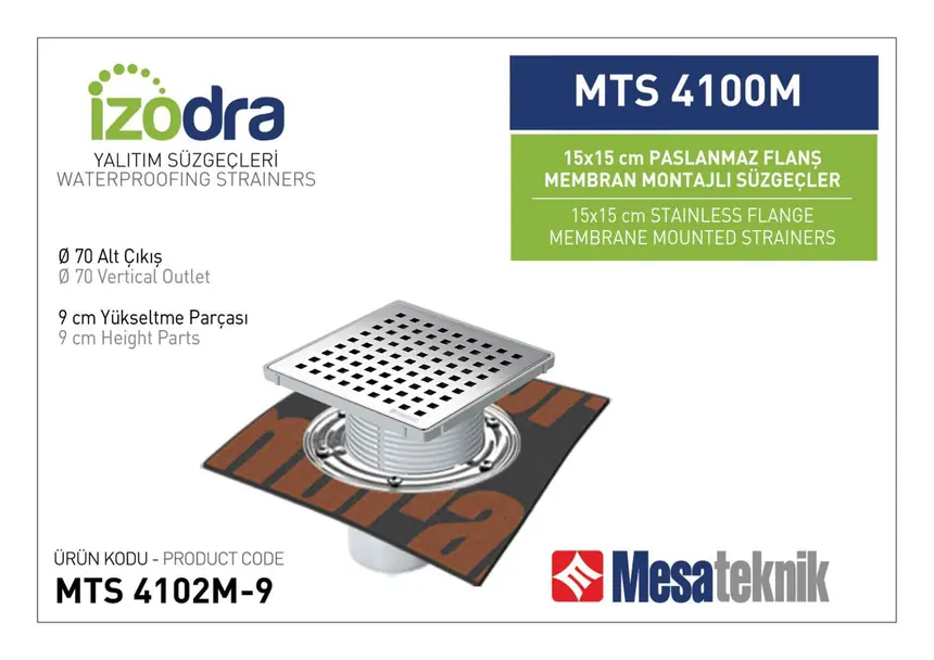 MTS 4100M Paslanmaz Flanş Membran Montajlı Süzgec Sistemleri 15 cm