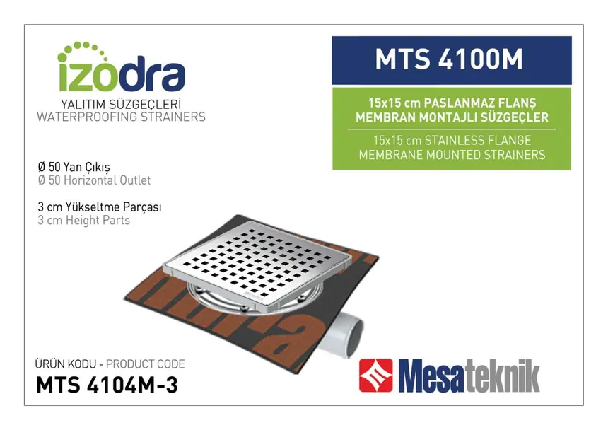 MTS 4100M Paslanmaz Flanş Membran Montajlı Süzgec Sistemleri 15 cm