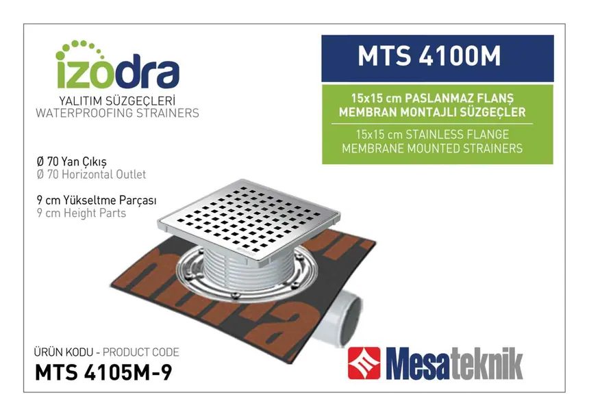 MTS 4100M Paslanmaz Flanş Membran Montajlı Süzgec Sistemleri 15 cm
