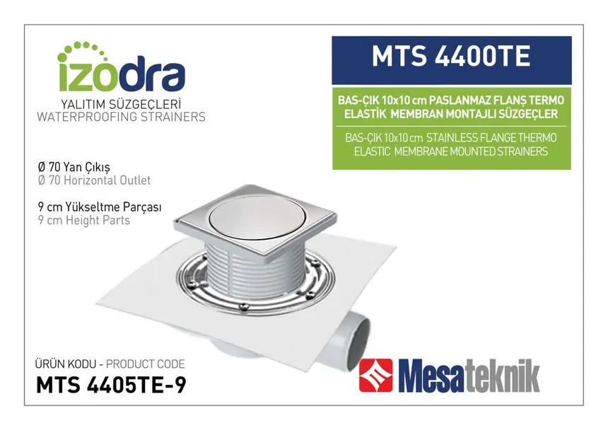 MTS 4400TE Termo Elastik Örtü Paslanmaz Flanş Montajlı Süzgec Sistemleri 10 cm BasÇık