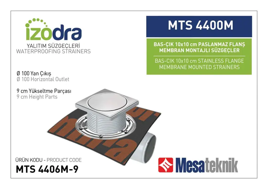 MTS 4400M Paslanmaz Flanş Membran Montajlı Süzgec Sistemleri 10 cm BasÇık