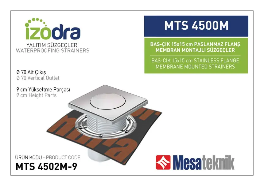 MTS 4500M Paslanmaz Flanş Membran Montajlı Süzgec Sistemleri 15 cm BasÇık