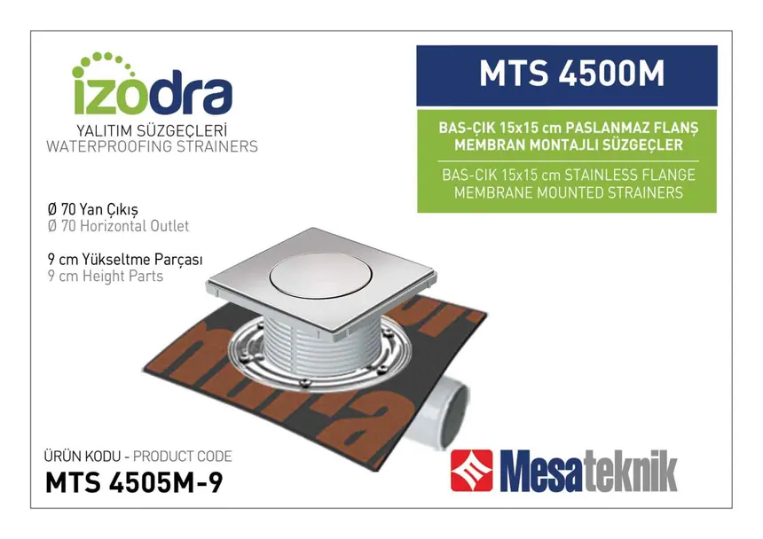 MTS 4500M Paslanmaz Flanş Membran Montajlı Süzgec Sistemleri 15 cm BasÇık