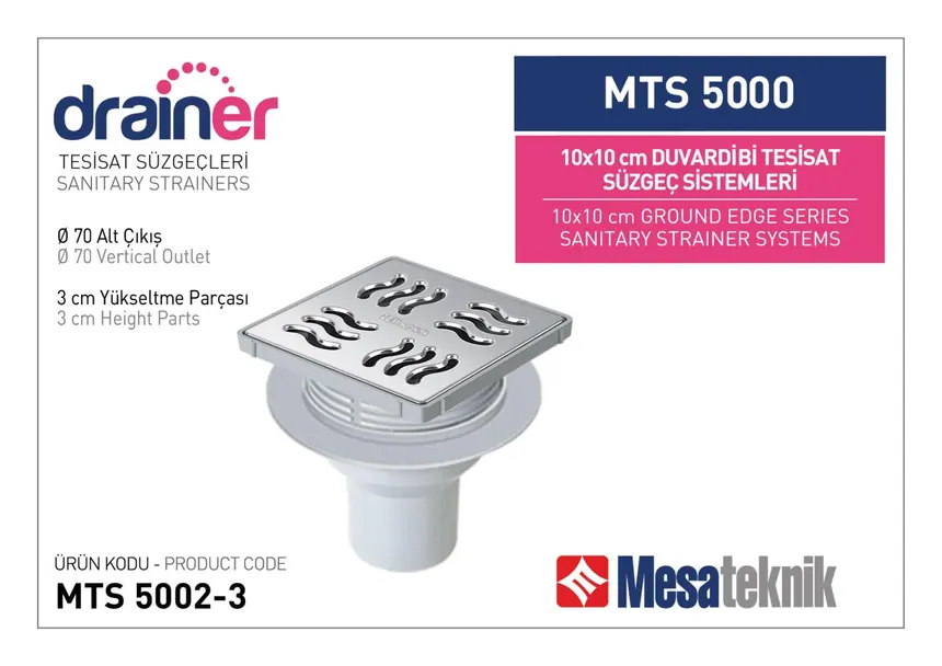 MTS 5000 10 cm Duvardibi Tesisat Süzgeç Sistemleri