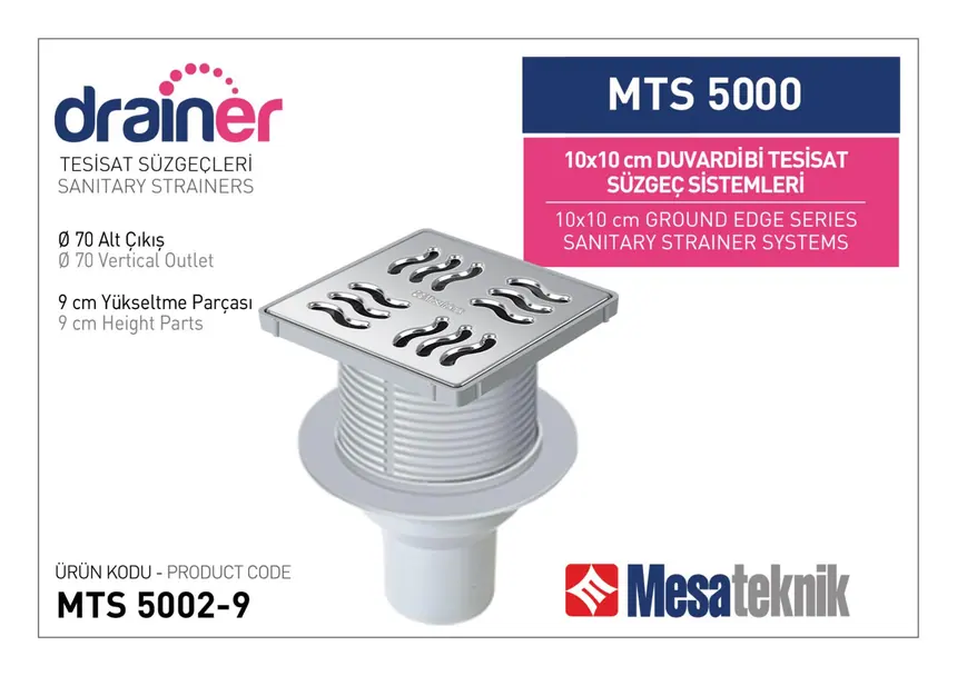 MTS 5000 10 cm Duvardibi Tesisat Süzgeç Sistemleri