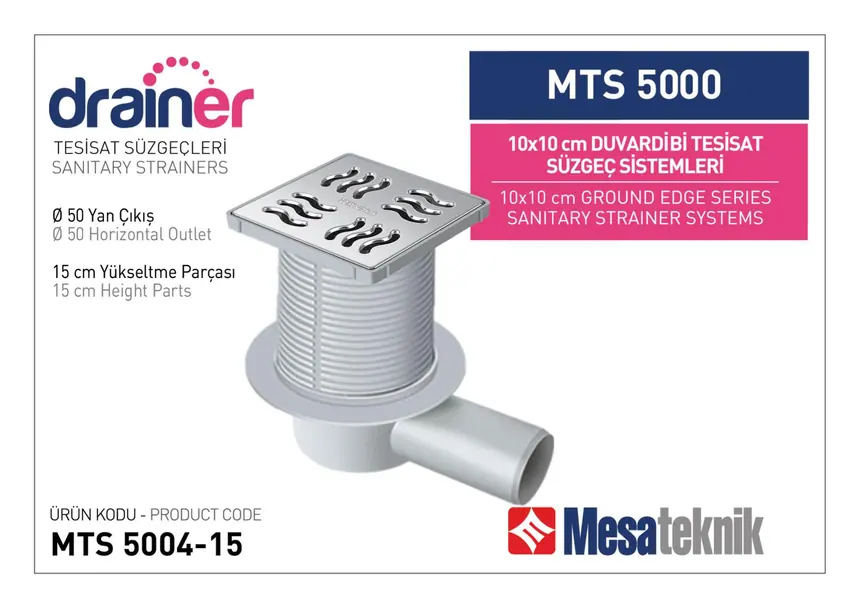 MTS 5000 10 cm Duvardibi Tesisat Süzgeç Sistemleri