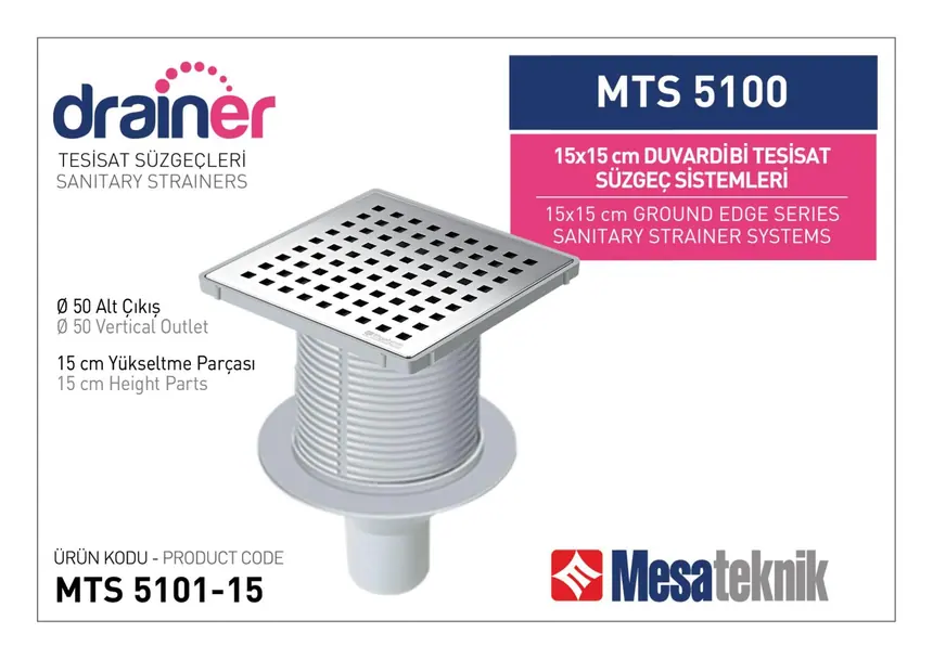 MTS 5100 15 cm Duvardibi Tesisat Süzgeç Sistemleri