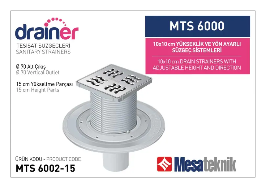 MTS 6000 10 cm Yükseklik ve Yön Ayarlı Tesisat Sistemleri