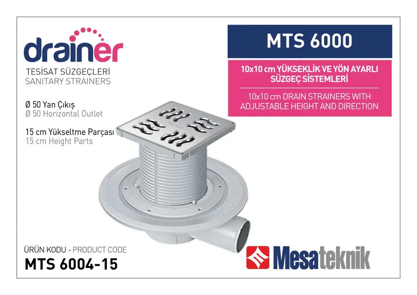 MTS 6000 10 cm Yükseklik ve Yön Ayarlı Tesisat Sistemleri