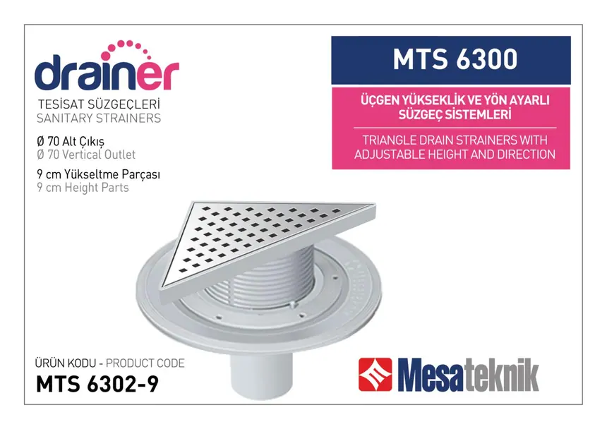 MTS 6300 20 cm Üçgen Yükseklik ve Yön Ayarlı Tesisat Sistemleri