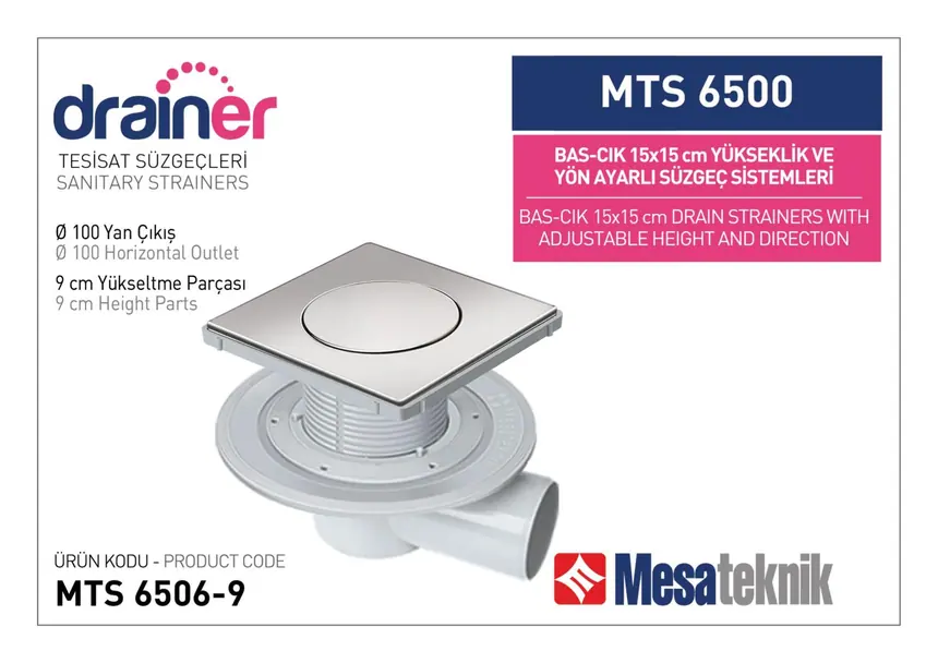 MTS 6500 15 cm BasÇık Yükseklik ve Yön Ayarlı Tesisat Sistemleri