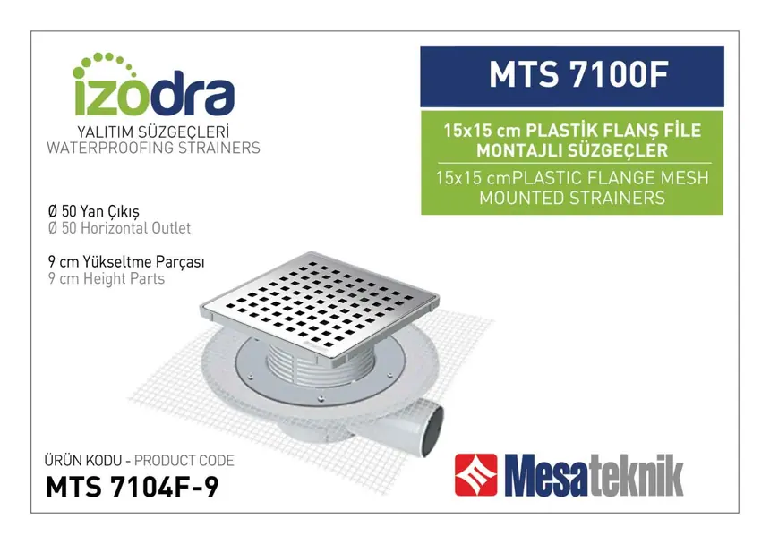 MTS 7100F Fileli Plastik Flanş Montajlı Süzgec Sistemleri 15 cm