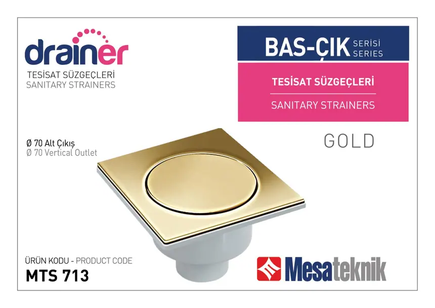 MTS 700G Basçık Serisi Gold Kaplama Tesisat Süzgeci