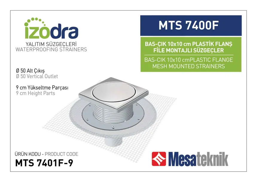 MTS 7400F Fileli Plastik Flanş Montajlı Süzgec Sistemleri 10 cm BasÇı
