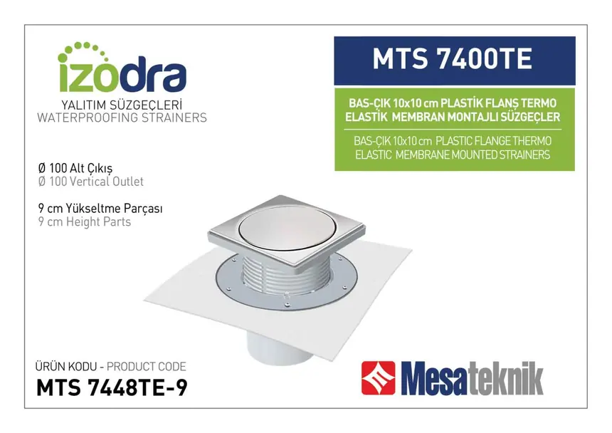MTS 7400TE Termo Elastik Örtü Plastik Flanş Montajlı Süzgec Sistemleri 10 cm BasÇık