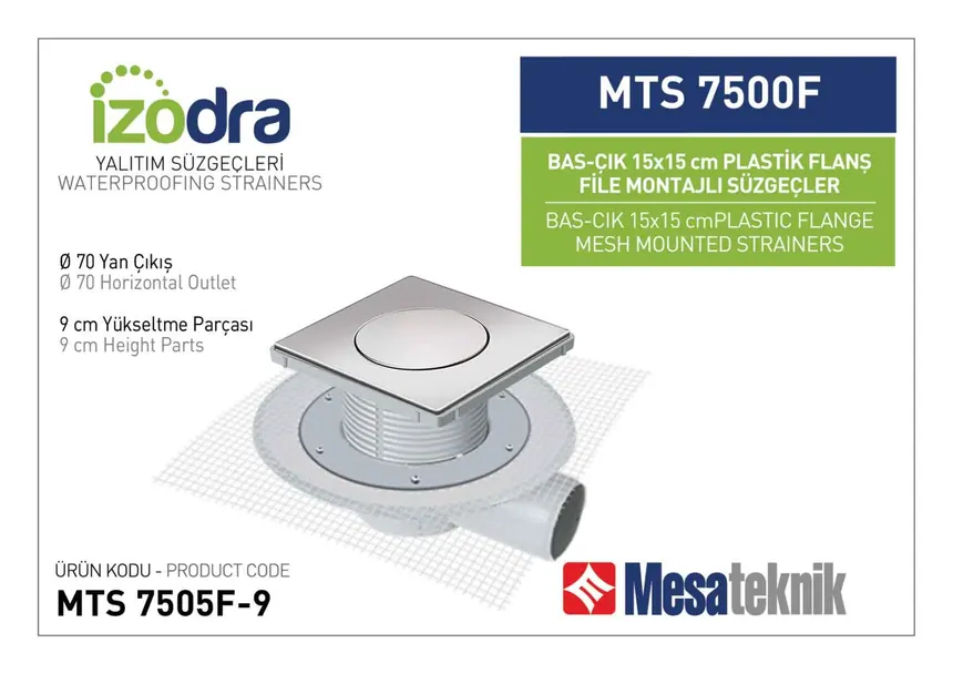 MTS 7500F Fileli Plastik Flanş Montajlı Süzgec Sistemleri 15 cm BasÇık